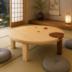 家具調こたつ 座卓 花型 天然木 桜花 直径100cm （ コタツ 炬燵