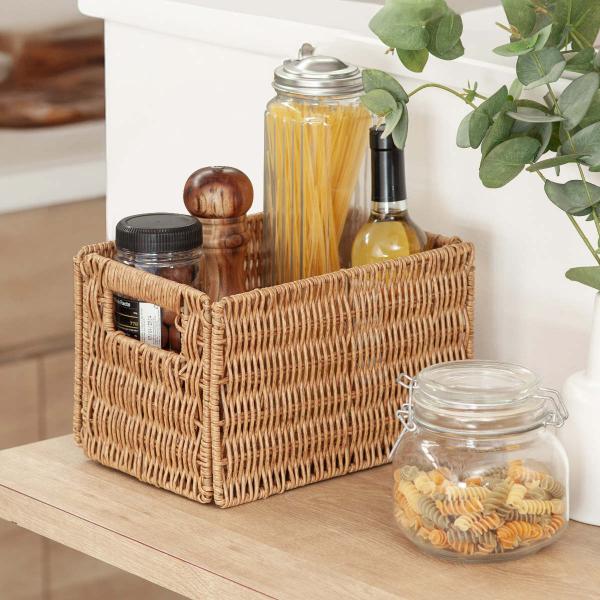 収納ボックス ペイル フェイク 柳 折り畳みバスケット S （ 洗える かご 収納 カゴ 天然素材風...
