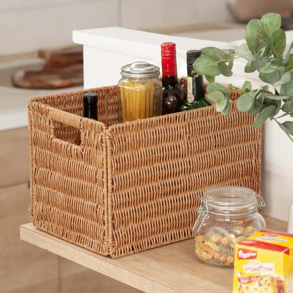 収納ボックス ペイル フェイク 柳 折り畳みバスケット L （ 洗える かご 収納 カゴ 天然素材風...