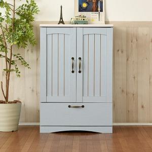 引き出し付き　カントリー　キャビネット　収納 キャビネット 両開き 引出し付 カントリー調 フレンチスタイル 幅60cm