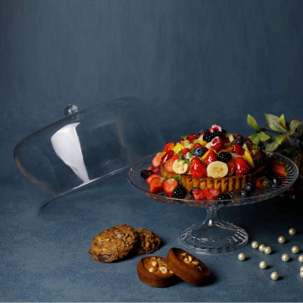 ケーキスタンド&amp;ドーム 28cm 8号 UCA プラスチック （ ケーキスタンド ふた付き カバー付...