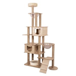 キャットタワー ねこぞく スカイタワー 木製 据え置き （ キャット