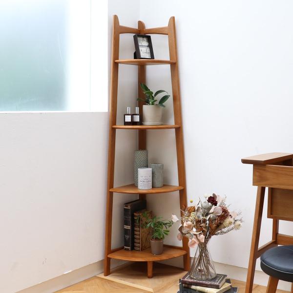 コーナーラック 幅35cm 4段 天然木 OAKER （ シェルフ 棚 コーナー ラック 収納 間仕...