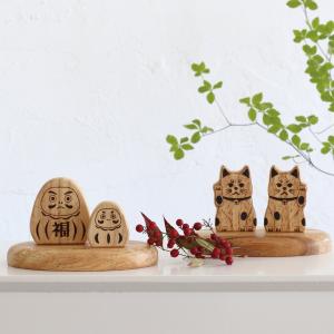 Creer オブジェ ナインマーケ ウッドオブジェ だるま 招き猫 （ 置き物