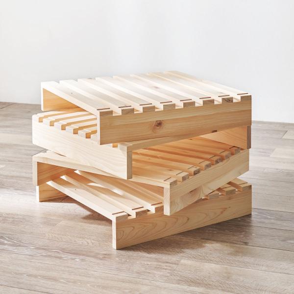 国産ひのき パレットベッド 追加パレット4枚組 50x50cm （ 追加 パレット 連結可能 組合せ...