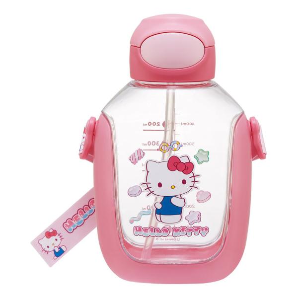 水筒 780ml ワンプッシュストローボトル キティマシュグミ （ キティ ストローボトル 目盛り ...