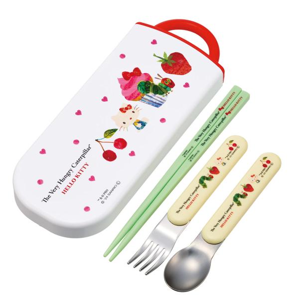 トリオセット スプーン フォーク 抗菌食洗機対応トリオセット はらぺこあおむしキティ （ ハローキテ...