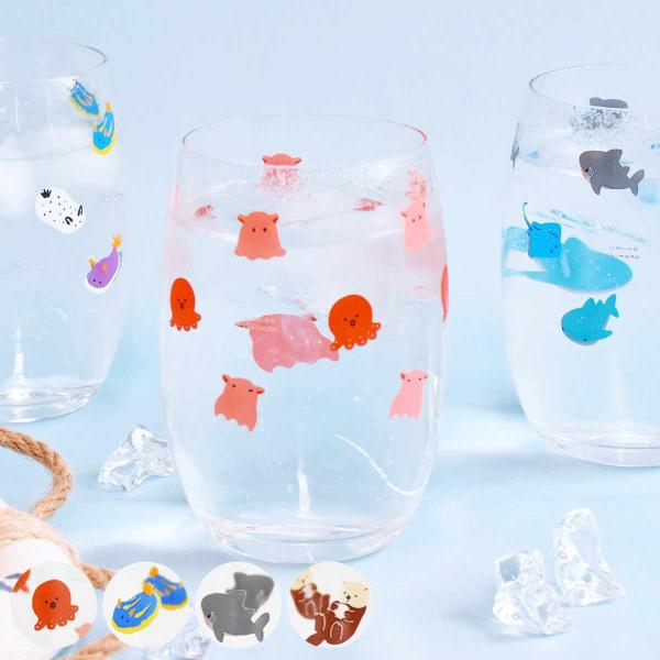 グラス 390ml uminoikimono ガラス （ コップ ガラスコップ カップ アニマル 動...
