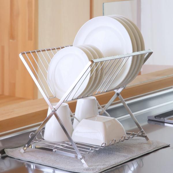 水切り スタンド ＆kit たためる 水切りラック （ 水切りスタンド 2段 ステンレス シンク上 ...
