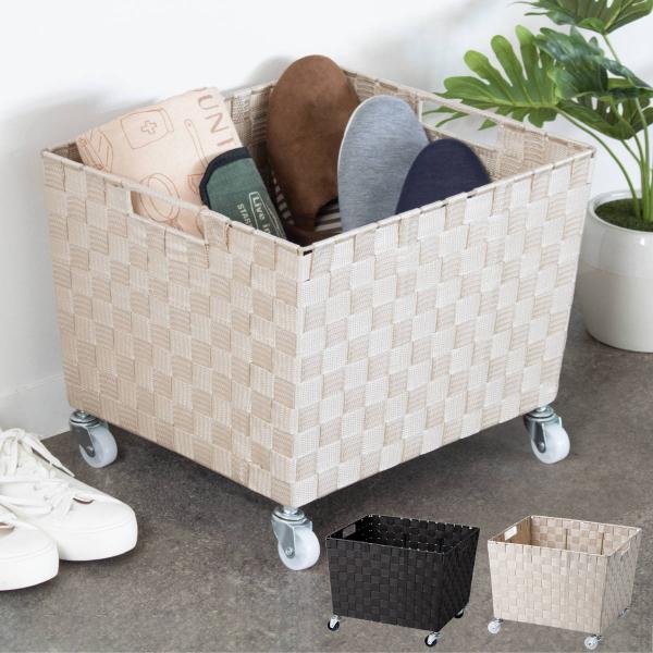 収納ボックス PPバスケット キャスター付き 荷物置き 幅40×奥行35×高さ26.5cm （ 収納...
