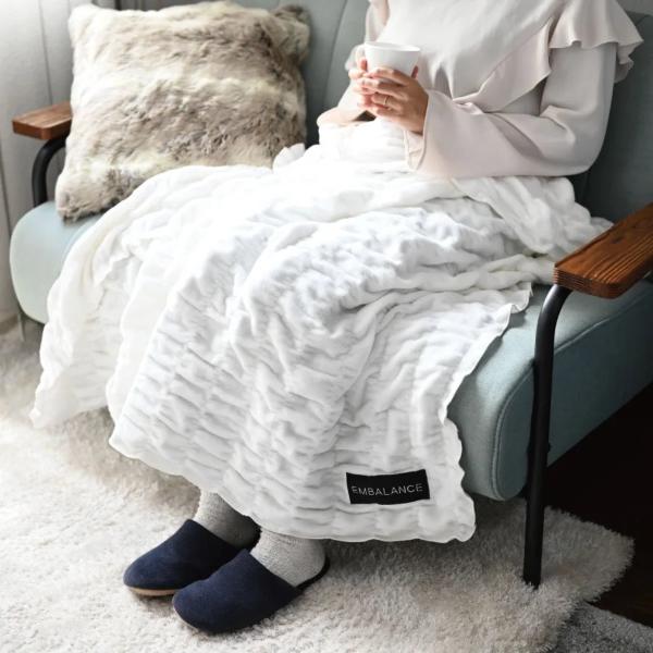 EMBALANCE ブランケット 140×100cm シュリンク織 日本製 （ エンバランス 膝掛 ...
