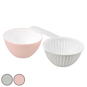 ボウル 19cm ザル フタ 3点セット 抗菌 耐熱 カラーボウル ララ