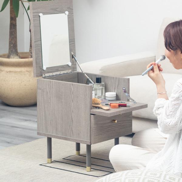 コスメワゴン 幅34cm 深型ポケット付 パレ （ ドレッサー メイクボックス サイドテーブル ミラ...
