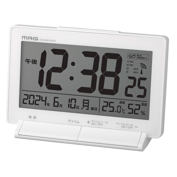 目覚まし時計 タイムチャイム 電波時計 デジタル時計 MAG 温湿度計付き （ 時計 デジタル カレ...