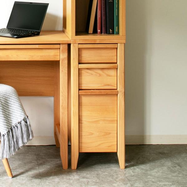 サイドチェスト 幅30cm 学習机 トライA専用 （ デスク横 引き出し 3段 収納 木製 天然木 ...