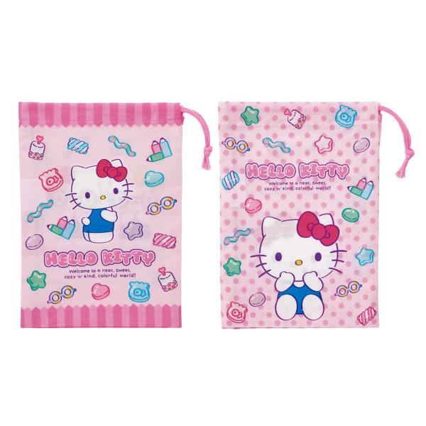 コップ袋 2枚入 キティマシュグミ （ 子供用 給食袋 きんちゃく袋 巾着 コップ 袋 日本製 ）