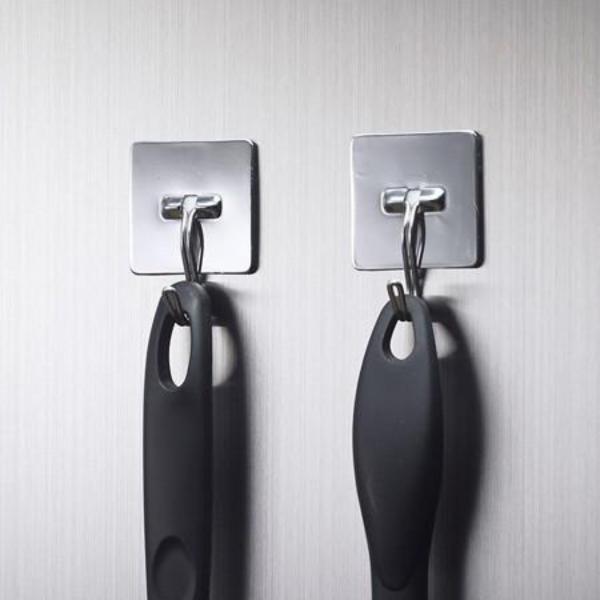 ステンレスフック ハング （ フック 2個入り 粘着 収納 引っ掛け 壁掛け 吊り下げ 吊るす キッ...