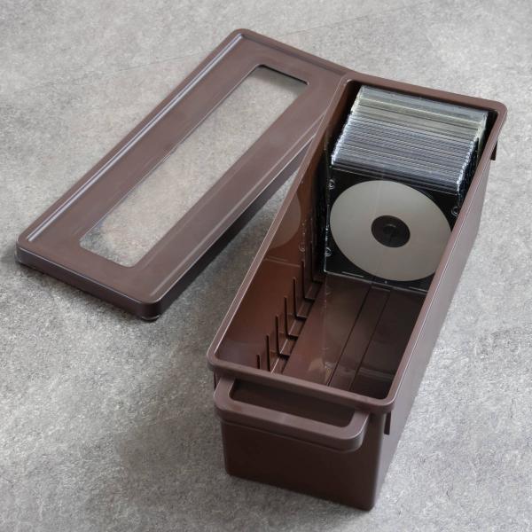 収納ケース メディアコンテナ CD用 ブラウン 幅44.9×奥行16.7×高さ16.4cm （ CD...