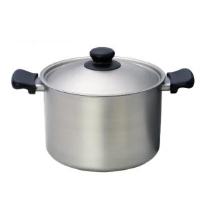 柳宗理 両手鍋 深型 22cm IH対応 ステンレスアルミ三層鋼 フタ付き