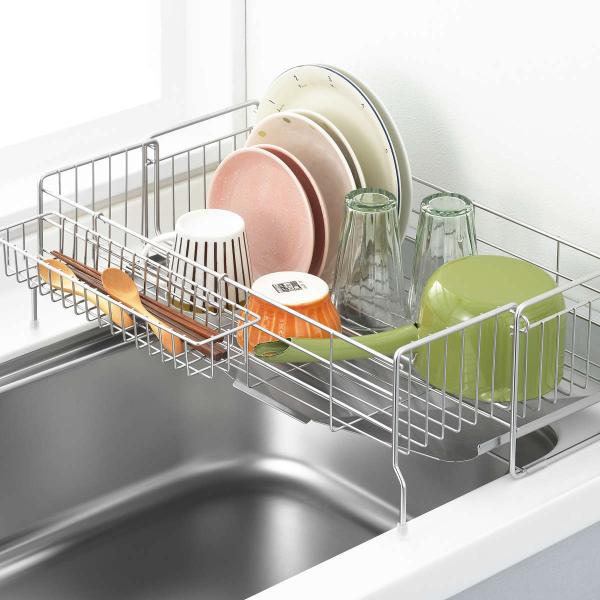 水切りラック シンクサイド 幅の広がる水切り 深型 奥行47cm （ 水切りかご 水切りトレー シン...