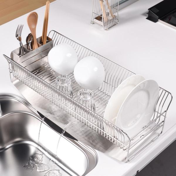 特典付き 水切りラック hanauta ハナウタ 縦置き ロング カトラリーポケット付 シルバー （...