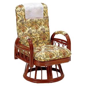 籐 回転座椅子 リクライニング クッション付 ラタン家具 座面高37cm （ ラタンチェア ラタン チェア 椅子 収納付き パーソナルチェア いす ）｜interior-palette