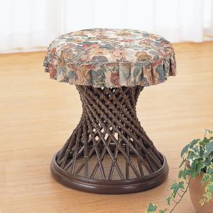 今枝商店 籐 スツール 2個組 円形 クッション付 高さ40cm （ 椅子 籐