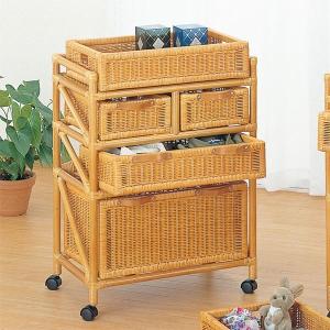 ラタンチェスト 4段 ランドリーチェスト 籐家具 幅60cm : リビングート