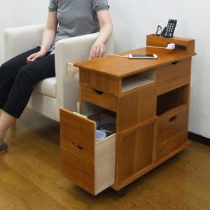 収納ワゴン ソファサイドワゴン 桐製 幅33cm （ サイドテーブル