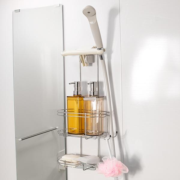 ステンレスシャワーラック 2段 浴室収納 ステンレス お風呂 ラック 吊り下げ 収納 （ シャンプー...