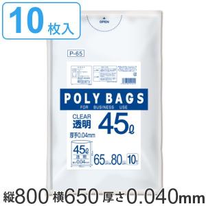 ゴミ袋 45L 80x65m 10枚入り 厚さ0.04mm 透明 ポリバッグビジネス （ ポリ袋 ごみ袋 業務用 45リットル 80cm 65cm 10枚 クリア ）