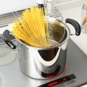 パール金属 パスタ鍋 22cm IH対応 だんらん 目皿付き ガラス蓋付き