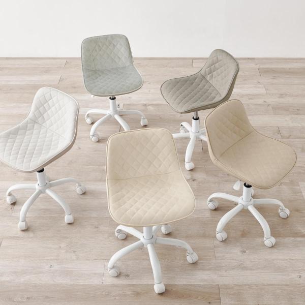 オフィスチェア 座面高39〜47cm ベロア調 PVC生地 昇降式 回転 （ ワークチェア パソコン...