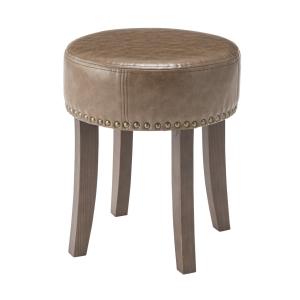 スツール おしゃれ 天然木 丸型 アンティーク レトロ ブラウン 鋲