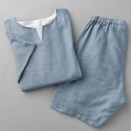 2重ガーゼパジャマ　半袖　紳士用（パジャマ　ガーゼ　ルームウェア　寝巻き　夏用　山甚物産　）