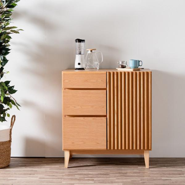 キッチンカウンター 幅80cm 2口コンセント付き ルーバー 和モダン 北欧 お掃除ロボット対応 （...