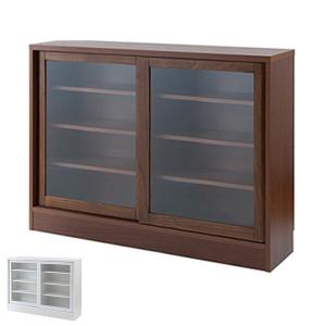 カウンター下収納 ガラス引き戸 シンプルデザイン 約幅121cm