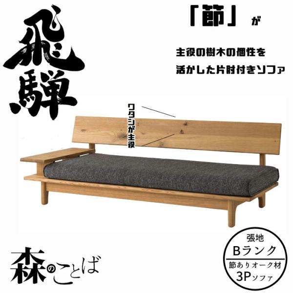 【開梱設置無料】HIDA 森のことば 片肘付きソファ 3人掛け（194cm） 張地Bランク オーク材...