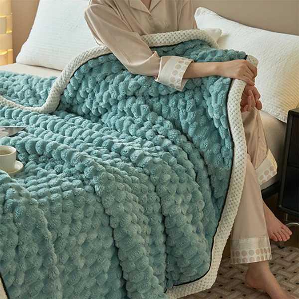 柔らかいぬいぐるみの毛布 大人のベッドカバー 快適な寝具 暖かいリネン ベッドカバー ソファ 寝室 ...