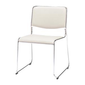スタッキングチェア （合成皮革張） 幅480×奥525×高740mm ホワイト MK-480 1脚