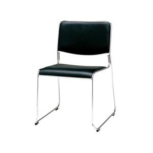 スタッキングチェア （合成皮革張） 幅480×奥525×高740mm ブラック MK-480 1脚