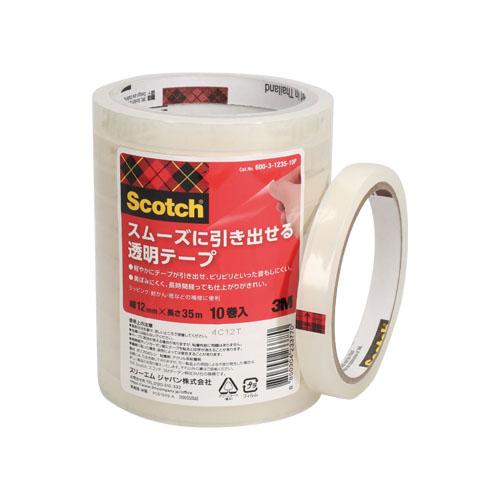 スリーエム スムーズに引き出せる透明テープ 幅12mm×35m 10巻入 600-3-1235-10...