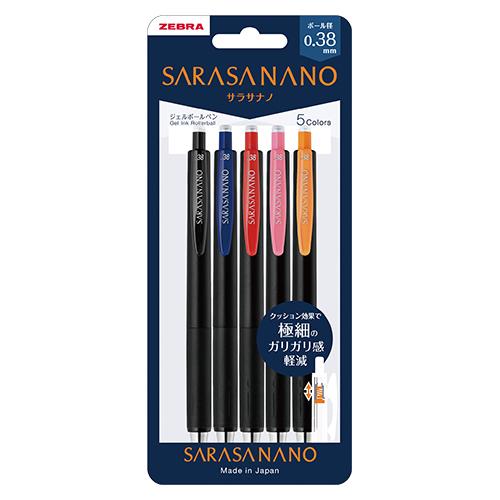ゼブラ サラサナノ ジェルボールペン 0.38mm 5色セットＡ Ｎ JJX72-5C-A-N