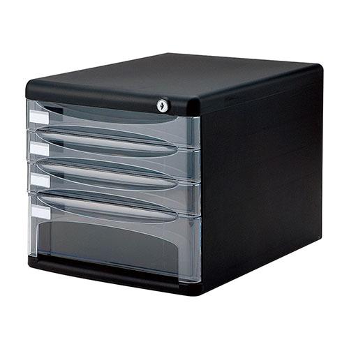 ナカバヤシ セキュリティデスクトップケース4段／黒 A4-SK4D