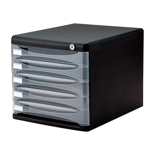 ナカバヤシ セキュリティデスクトップケース5段／黒 A4-SK5D