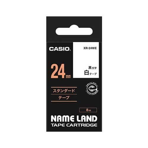 カシオ ネームランドテープ 24mm 白／黒文字 XR-24WE 1個