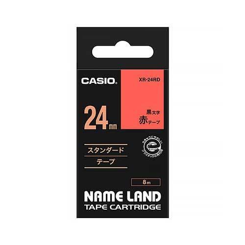 カシオ ネームランドテープ 24mm 赤／黒文字 XR-24RD 1個