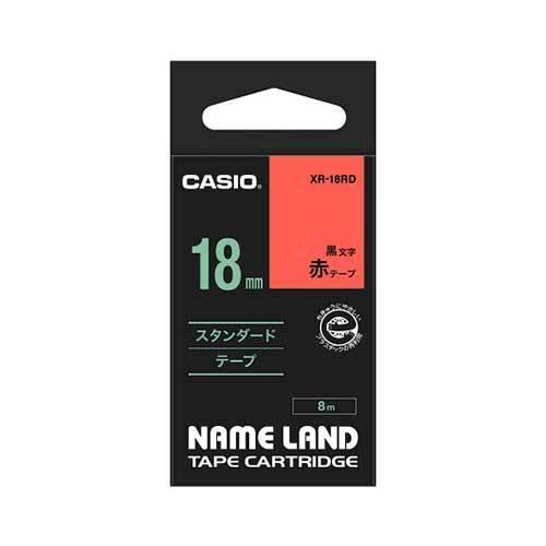 カシオ ネームランドテープ 18mm 赤／黒文字 XR-18RD 1個