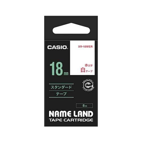 カシオ ネームランドテープ 18mm 白／赤文字 XR-18WER 1個