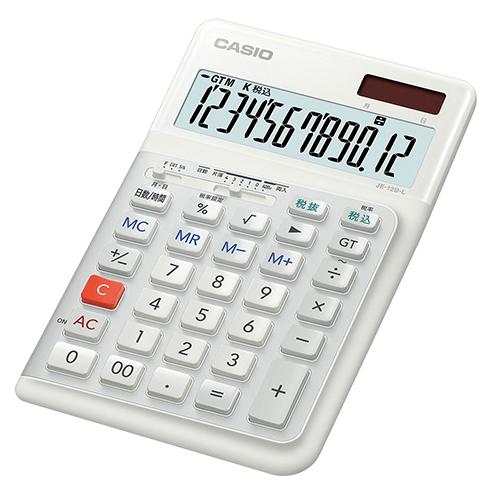 カシオ 人間工学電卓（ジャストサイズ） JE-12D-L-WE-N